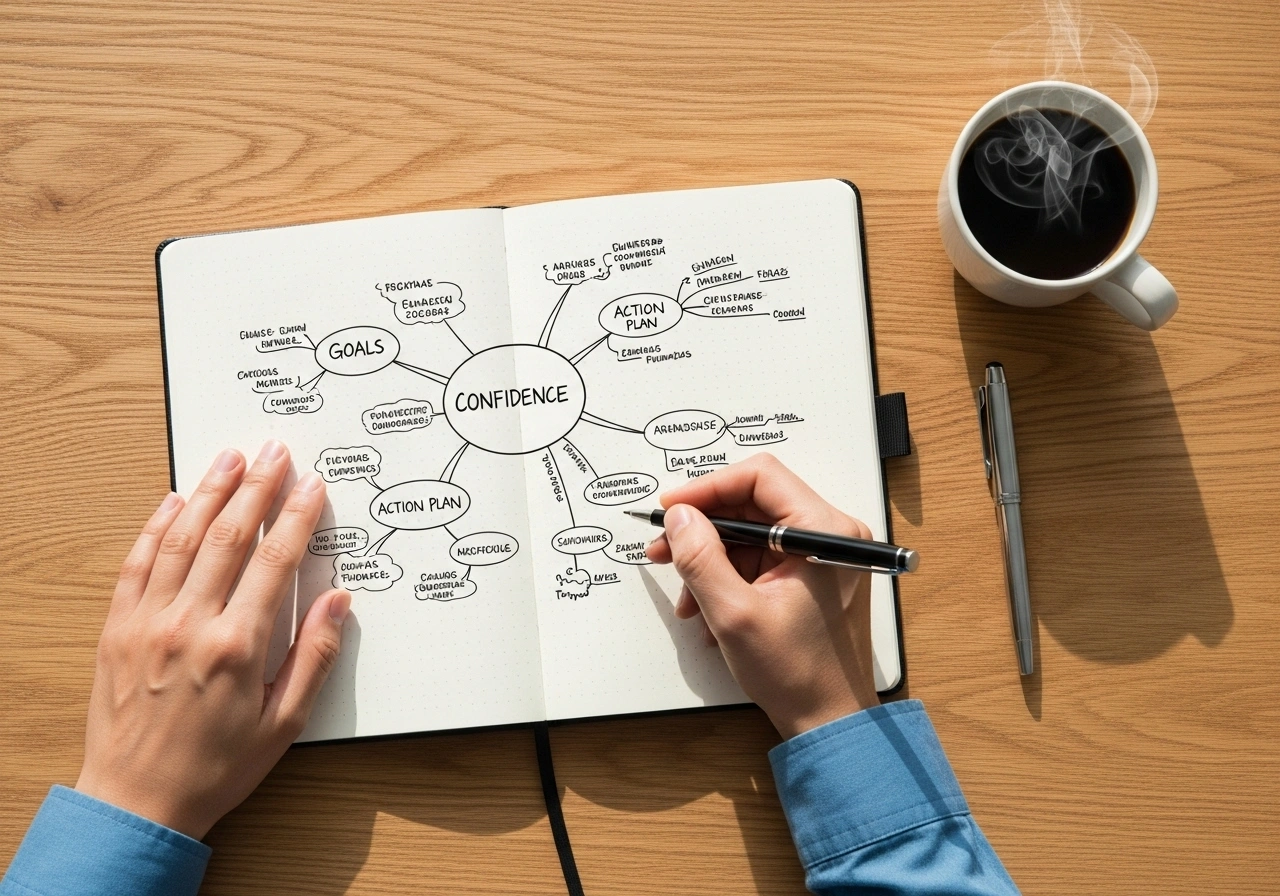 Carnet de notes avec objectifs et plan d'action